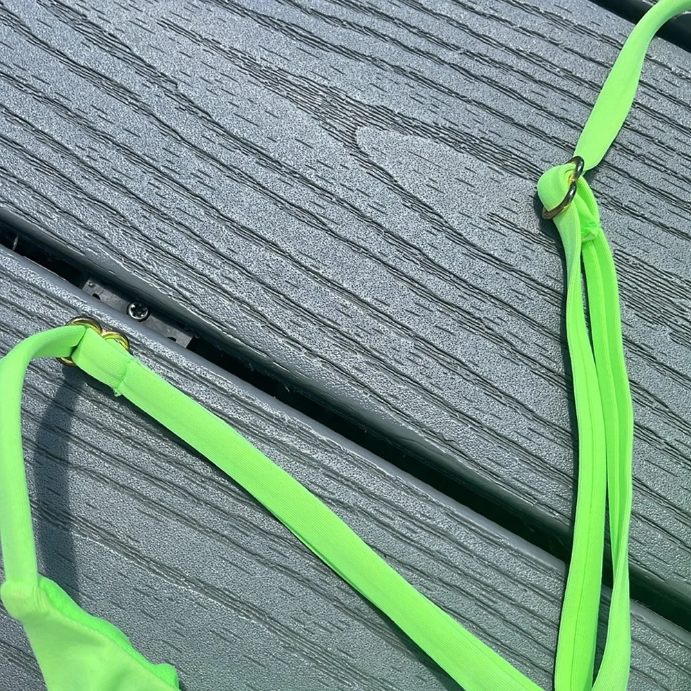 Bright Green One Piece Bathing Suit - Picture 3 of 6